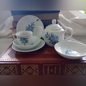 Floral Blue and White Tea Set